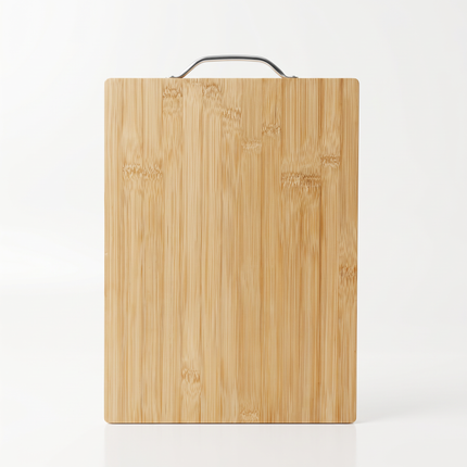 Rectangular Bamboo Cutting Board with Stainless Steel Handle