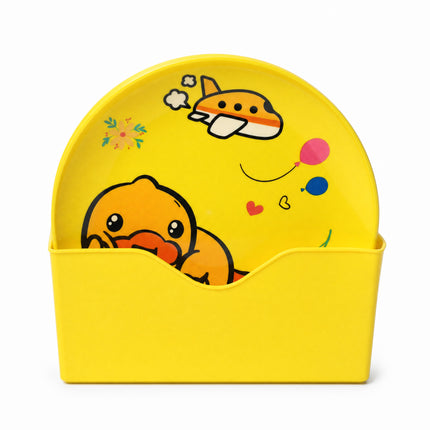 6-Piece Donald Duck Kids Plate Set with Storage Rack - Yellow