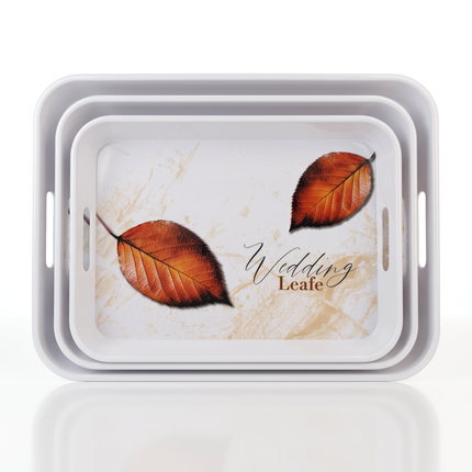 3-Piece Rectangular Melamine Serving Tray Set – Multicolor