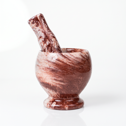Marble Mortar and Pestle – Natural Zebra Pattern Stone – Multicolor