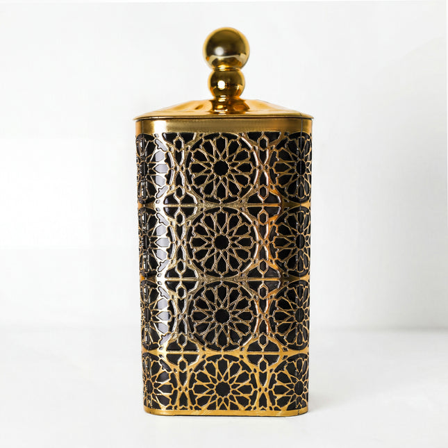 3-Piece Acrylic Jar Set - Gold & Black - Airtight Lids