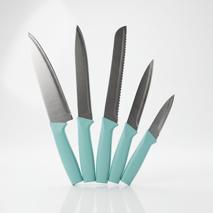 5-Piece Stainless Steel Kitchen Knife Set – Multicolor Handles