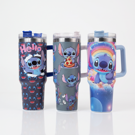 Disney Lilo & Stitch Insulated Stainless Steel Tumbler with Handle, Lid & Straw