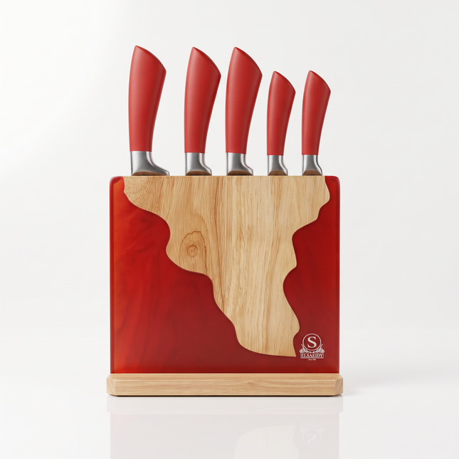 5-Piece Kitchen Knife Set with Acacia Wood Block