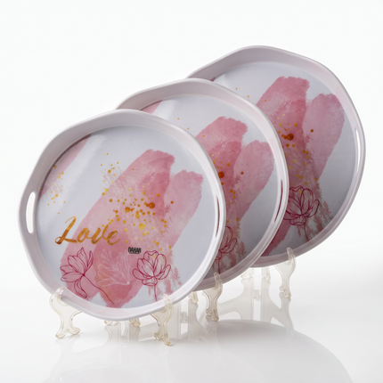 3-Piece Round Melamine Serving Tray Set (3-in-1) – Multicolor