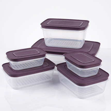 Rectangle Food Containers Set - 6 Pieces – Transparent Body with Airtight Lids