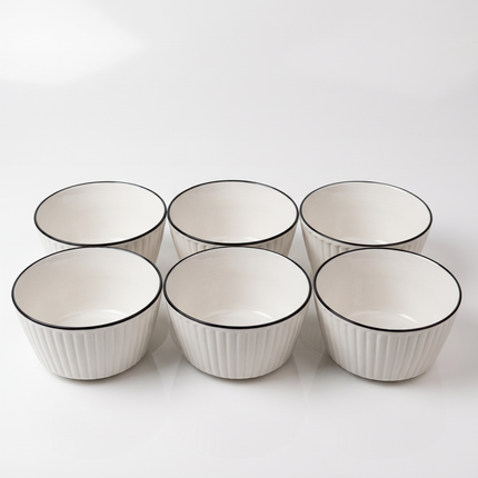 Porcelain Thermal Serving Bowl – Classic Elegant Design – Set of 6 – Oven & Microwave Safe