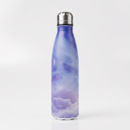 500ml Double-Walled Stainless Steel Thermal Water Bottle – Purple & Yellow Floral Print