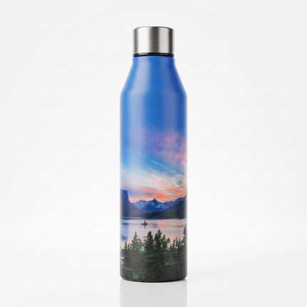 Insulated Stainless Steel Water Bottle – Sunset Palm Tree Graphic Design