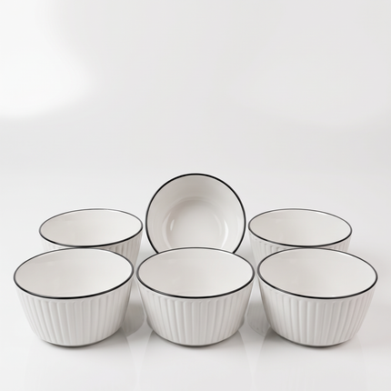 Porcelain Thermal Serving Bowl – Classic Elegant Design – Set of 6 – Oven & Microwave Safe