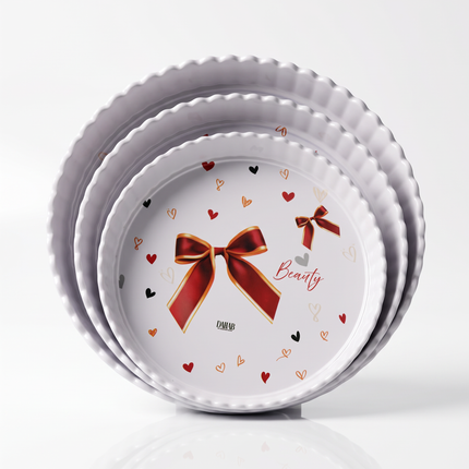 3-in-1 Round Scalloped-Edge Serving Tray Set – Multicolor