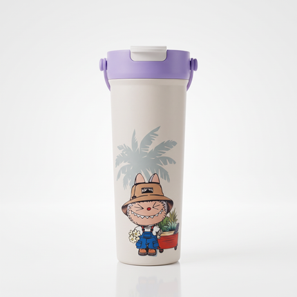 Labubu-Themed Insulated Water & Travel Bottle with Flip-Top Lid – Multicolor