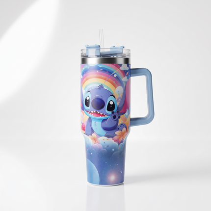 Disney Lilo & Stitch Insulated Stainless Steel Tumbler with Handle, Lid & Straw
