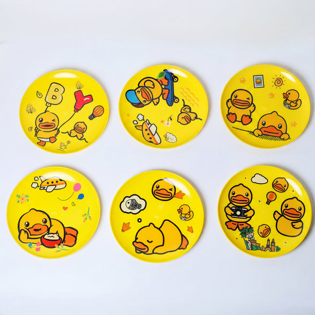 6-Piece Donald Duck Kids Plate Set with Storage Rack - Yellow