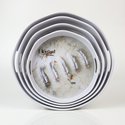 3-Piece Round Melamine Serving Tray Set (3-in-1) – Multicolor