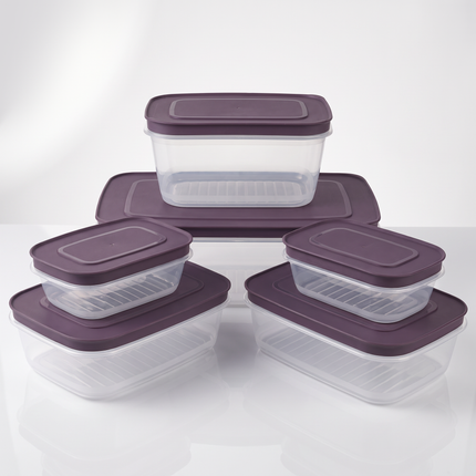 Rectangle Food Containers Set - 6 Pieces – Transparent Body with Airtight Lids