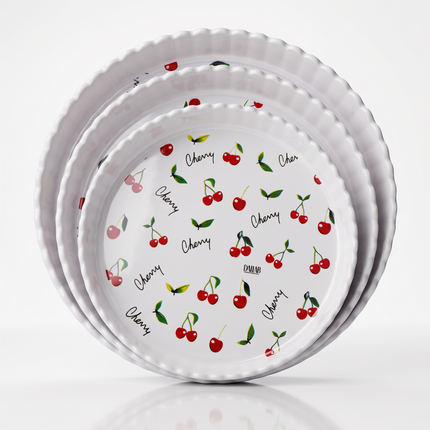 3-in-1 Round Scalloped-Edge Serving Tray Set – Multicolor