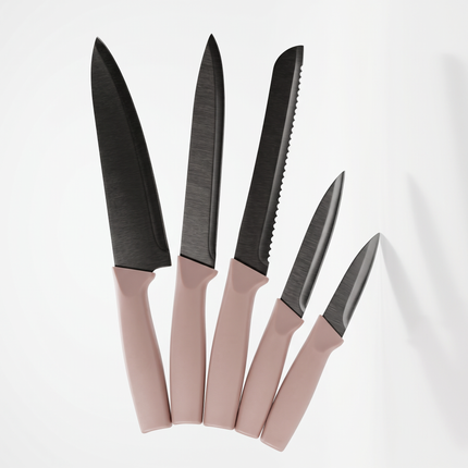 5-Piece Stainless Steel Kitchen Knife Set – Multicolor Handles