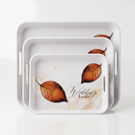 3-Piece Rectangular Melamine Serving Tray Set – Multicolor