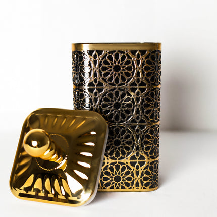 3-Piece Acrylic Jar Set - Gold & Black - Airtight Lids