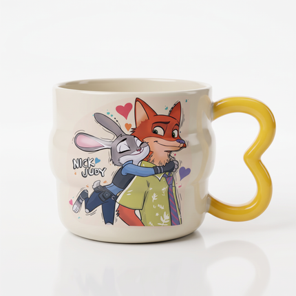 Disney Zootopia Ceramic Coffee Mug with Heart Handle – Judy & Nick – Multicolor