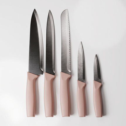 5-Piece Stainless Steel Kitchen Knife Set – Multicolor Handles