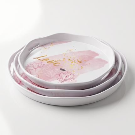 3-Piece Round Melamine Serving Tray Set (3-in-1) – Multicolor