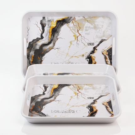 3-Piece Rectangular Melamine Serving Tray Set – Multicolor