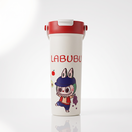 Labubu-Themed Insulated Water & Travel Bottle with Flip-Top Lid – Multicolor