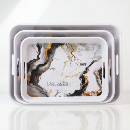3-Piece Rectangular Melamine Serving Tray Set – Multicolor