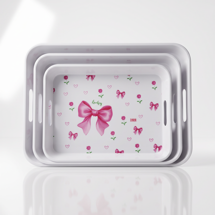 3-Piece Rectangular Melamine Serving Tray Set – Multicolor