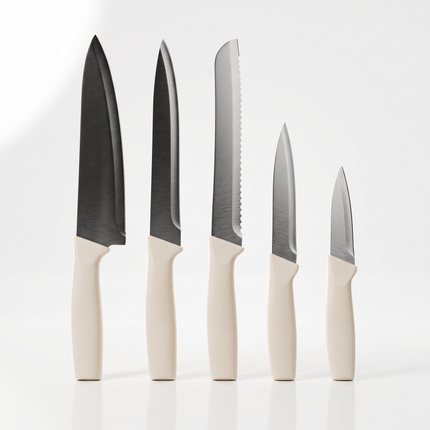 5-Piece Stainless Steel Kitchen Knife Set – Multicolor Handles