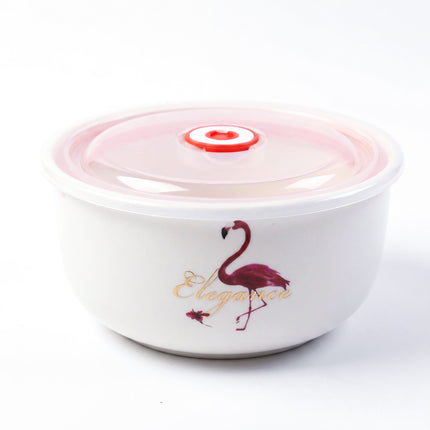 3-Piece Porcelain Food Storage Containers - Flamingo Shape