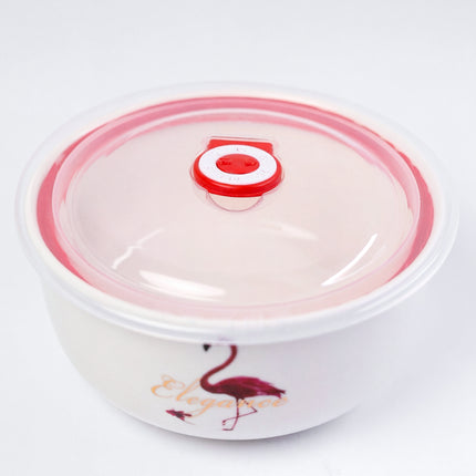 3-Piece Porcelain Food Storage Containers - Flamingo Shape