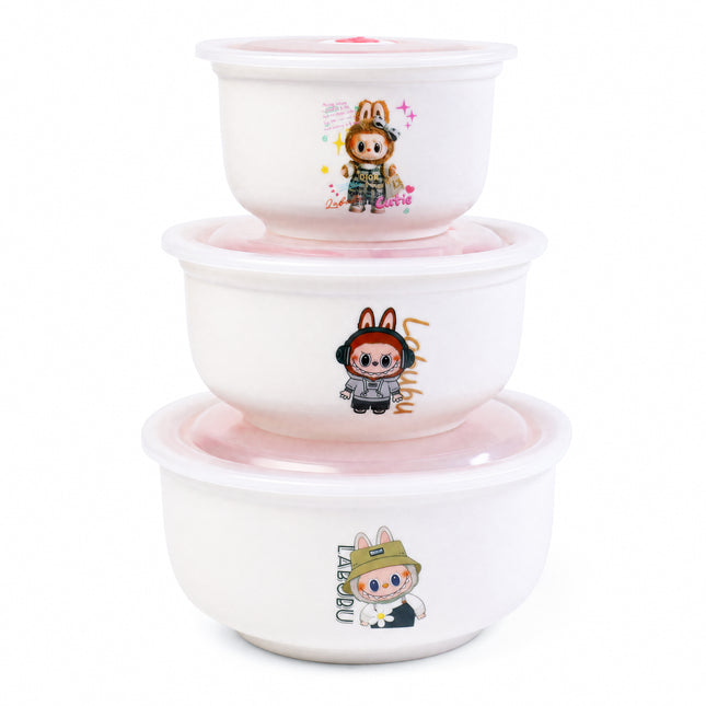 3-Piece Porcelain Food Storage Containers - Lobo Shape