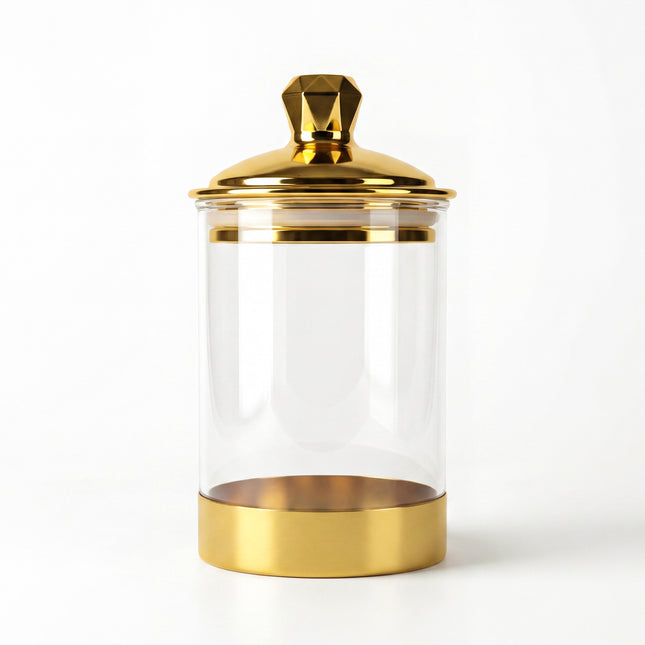 3-Piece Clear Acrylic Jar Set - Gold Lids & Bases