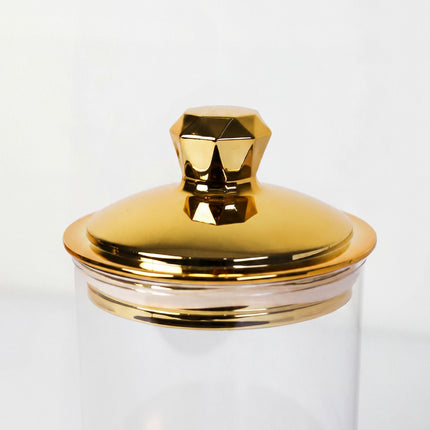 3-Piece Clear Acrylic Jar Set - Gold Lids & Bases