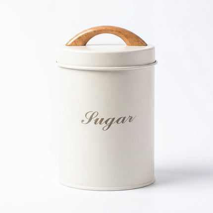 3-Piece Metal Spice Jar Set - White - 500ml - Leather Handle