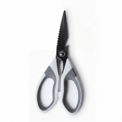Heavy Duty Metal Kitchen Scissors with Magnetic Case - White & Grey