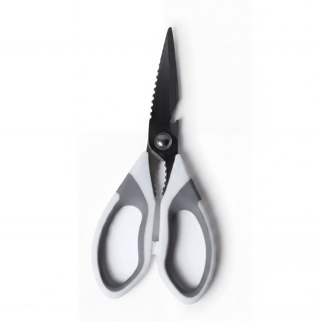 Heavy Duty Metal Kitchen Scissors with Magnetic Case - White & Grey