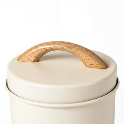 3-Piece Metal Spice Jar Set - White - 500ml - Leather Handle