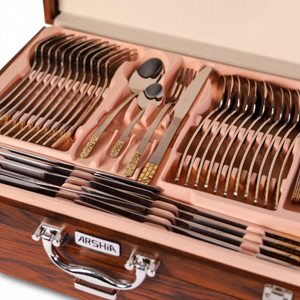 86-Piece Premium 18/10 Stainless Steel Flatware Set - Gold
