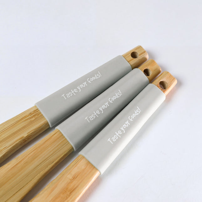 Casasunco 3-in-1 Bamboo Cooking Utensil Set - Grey