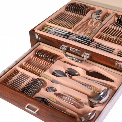 86-Piece Premium 18/10 Stainless Steel Flatware Set - Gold