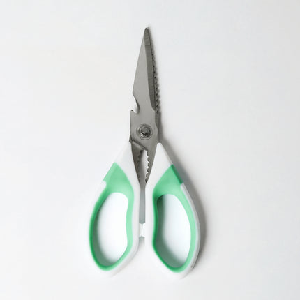 Heavy Duty Metal Kitchen Scissors with Magnetic Case - White & Green