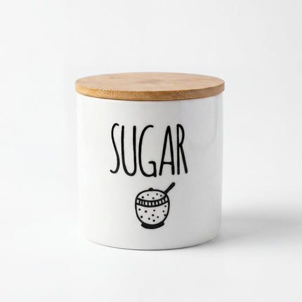 3-Piece Porcelain Jar Set - Tea, Sugar & Coffee