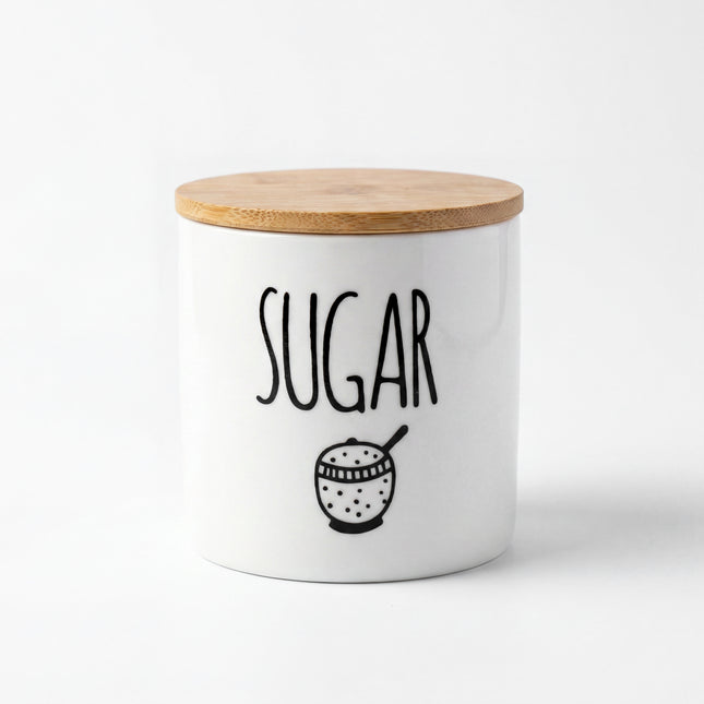 3-Piece Porcelain Jar Set - Tea, Sugar & Coffee
