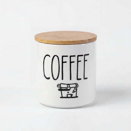 3-Piece Porcelain Jar Set - Tea, Sugar & Coffee