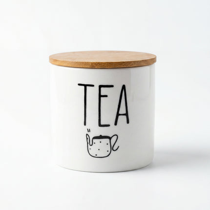 3-Piece Porcelain Jar Set - Tea, Sugar & Coffee