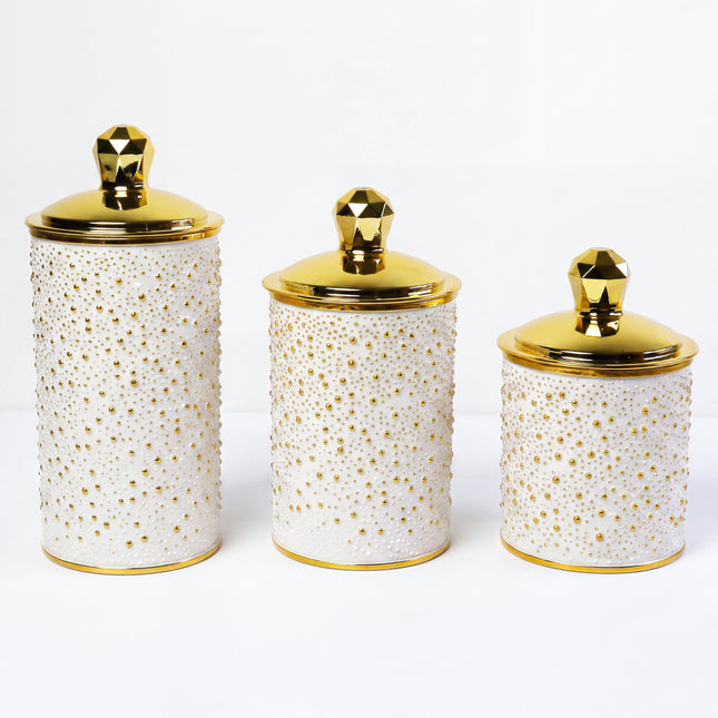 3-Piece Acrylic Jar Set - Gold Lids